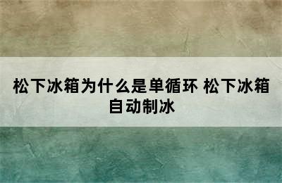 松下冰箱为什么是单循环 松下冰箱自动制冰